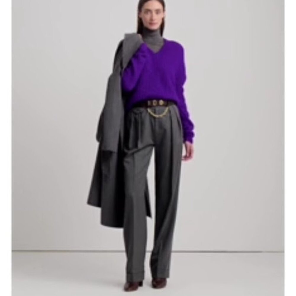 womans size 14W wide leg high rise wool dress pant by Lauren Ralph Lauren